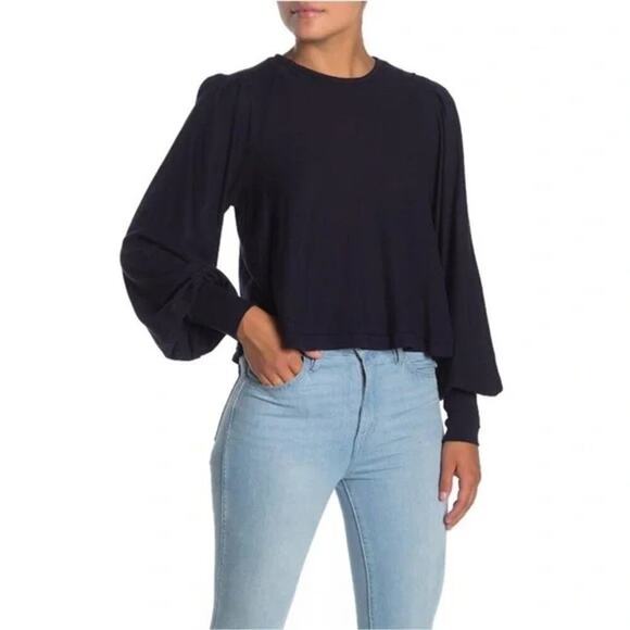 Free People  Billie Ribbed Blouson Sleeve Top Sz. Medium - Picture 1 of 7